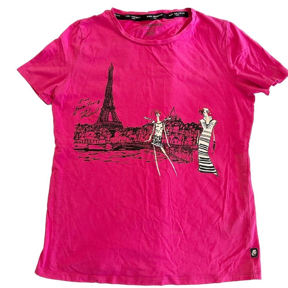 Karl Lagerfeld Womens Size: XS T-Shirt Graphic Paris Eiffel Tower France Print